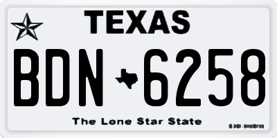 TX license plate BDN6258