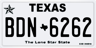 TX license plate BDN6262