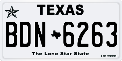 TX license plate BDN6263