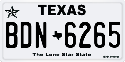 TX license plate BDN6265