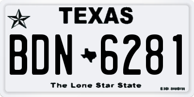 TX license plate BDN6281