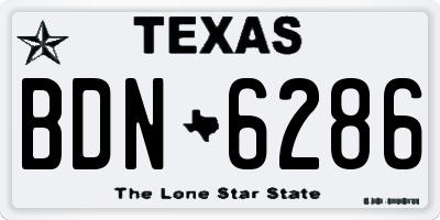 TX license plate BDN6286