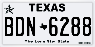 TX license plate BDN6288