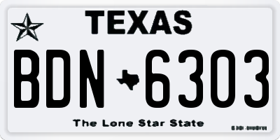 TX license plate BDN6303