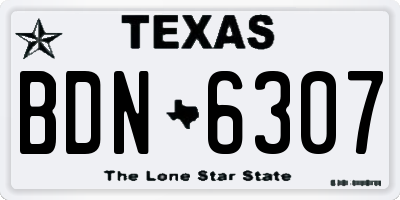 TX license plate BDN6307