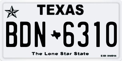 TX license plate BDN6310