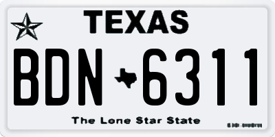 TX license plate BDN6311
