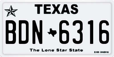 TX license plate BDN6316
