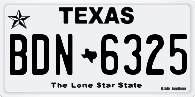 TX license plate BDN6325