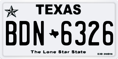 TX license plate BDN6326