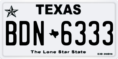 TX license plate BDN6333