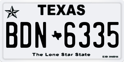 TX license plate BDN6335