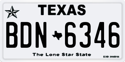 TX license plate BDN6346