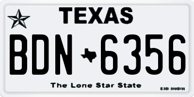 TX license plate BDN6356