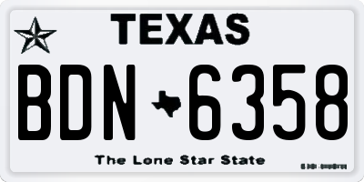 TX license plate BDN6358
