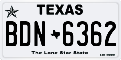 TX license plate BDN6362