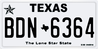 TX license plate BDN6364