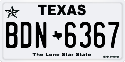 TX license plate BDN6367