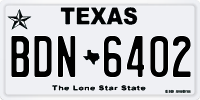 TX license plate BDN6402