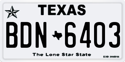 TX license plate BDN6403
