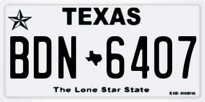 TX license plate BDN6407