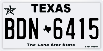 TX license plate BDN6415
