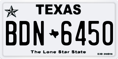 TX license plate BDN6450