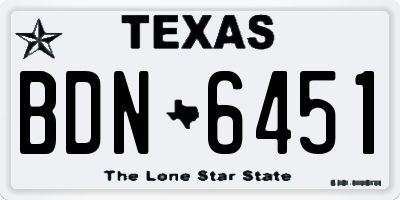TX license plate BDN6451