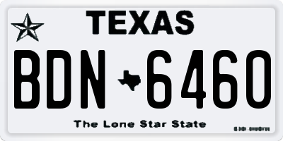 TX license plate BDN6460