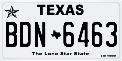 TX license plate BDN6463