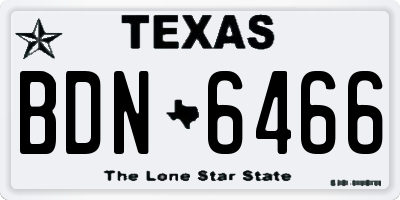 TX license plate BDN6466