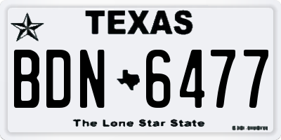 TX license plate BDN6477