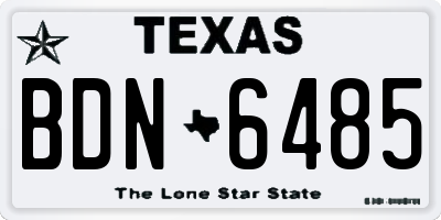 TX license plate BDN6485