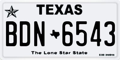 TX license plate BDN6543