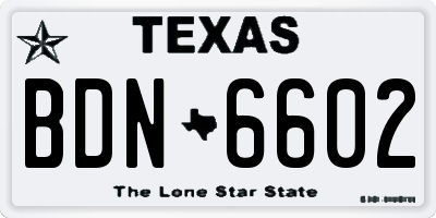 TX license plate BDN6602