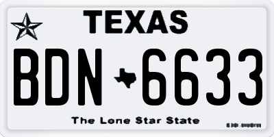 TX license plate BDN6633