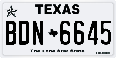TX license plate BDN6645