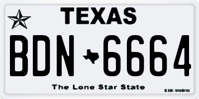 TX license plate BDN6664