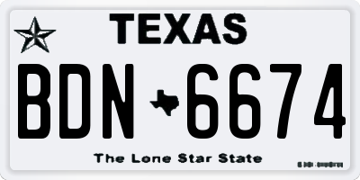 TX license plate BDN6674