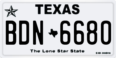 TX license plate BDN6680