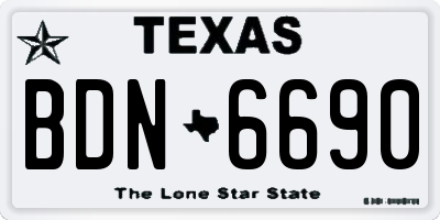TX license plate BDN6690