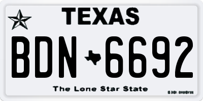 TX license plate BDN6692