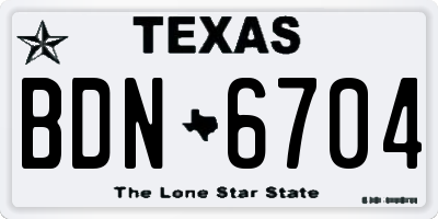 TX license plate BDN6704