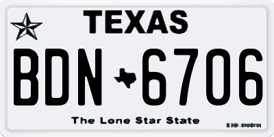 TX license plate BDN6706