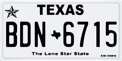 TX license plate BDN6715