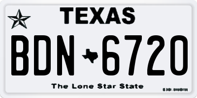 TX license plate BDN6720