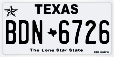 TX license plate BDN6726