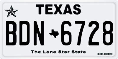 TX license plate BDN6728