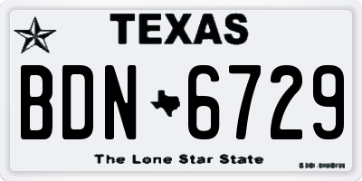 TX license plate BDN6729