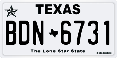 TX license plate BDN6731